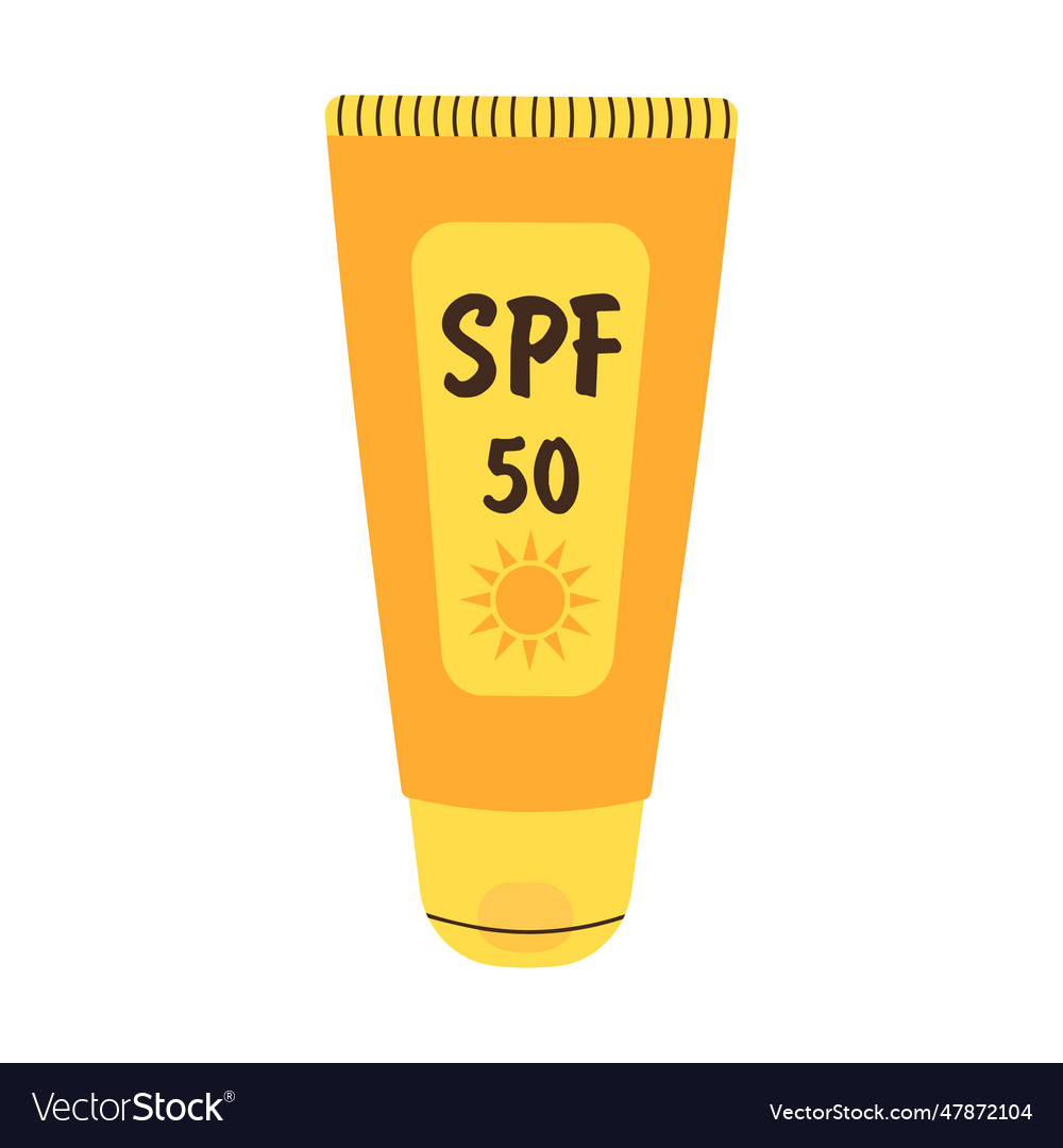 Sunscreen cream in tube spf 50 cartoon flat Vector Image