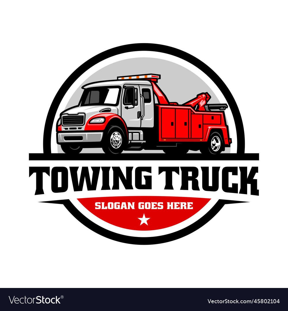 Towing and service truck logo Royalty Free Vector Image