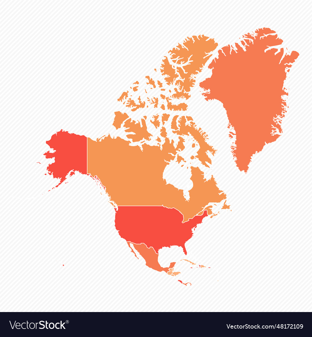 Colorful north america divided map Royalty Free Vector Image