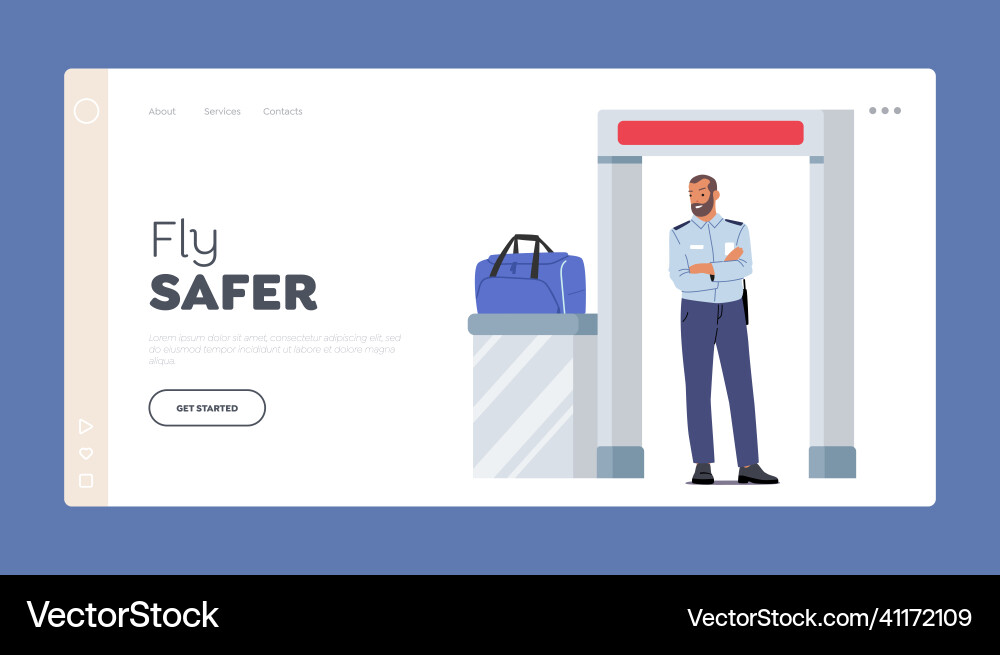 Man officer checkpoint inspection landing page Vector Image