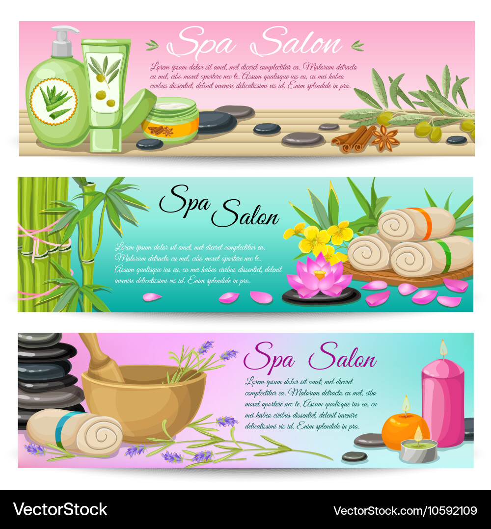 Spa salon horizontal banners set Royalty Free Vector Image