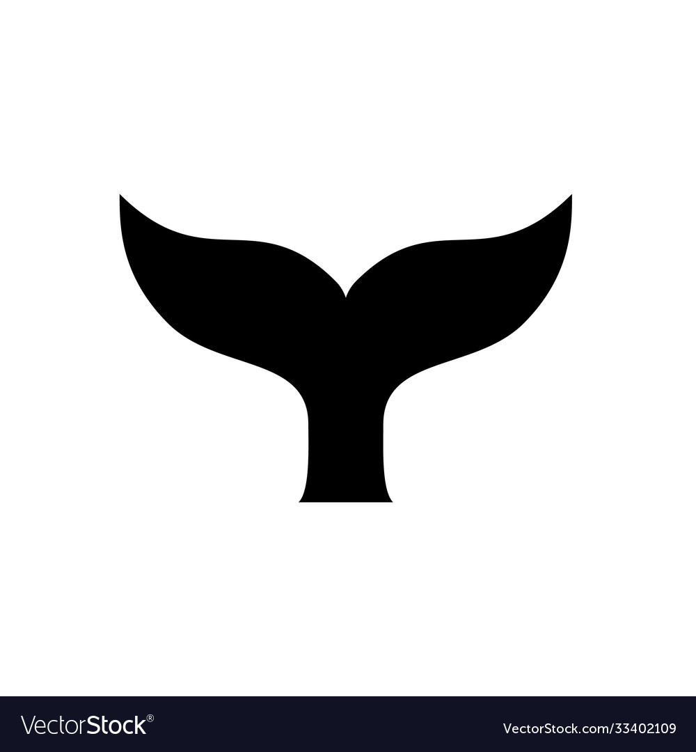 Whale tail symbol flat black line icon Royalty Free Vector