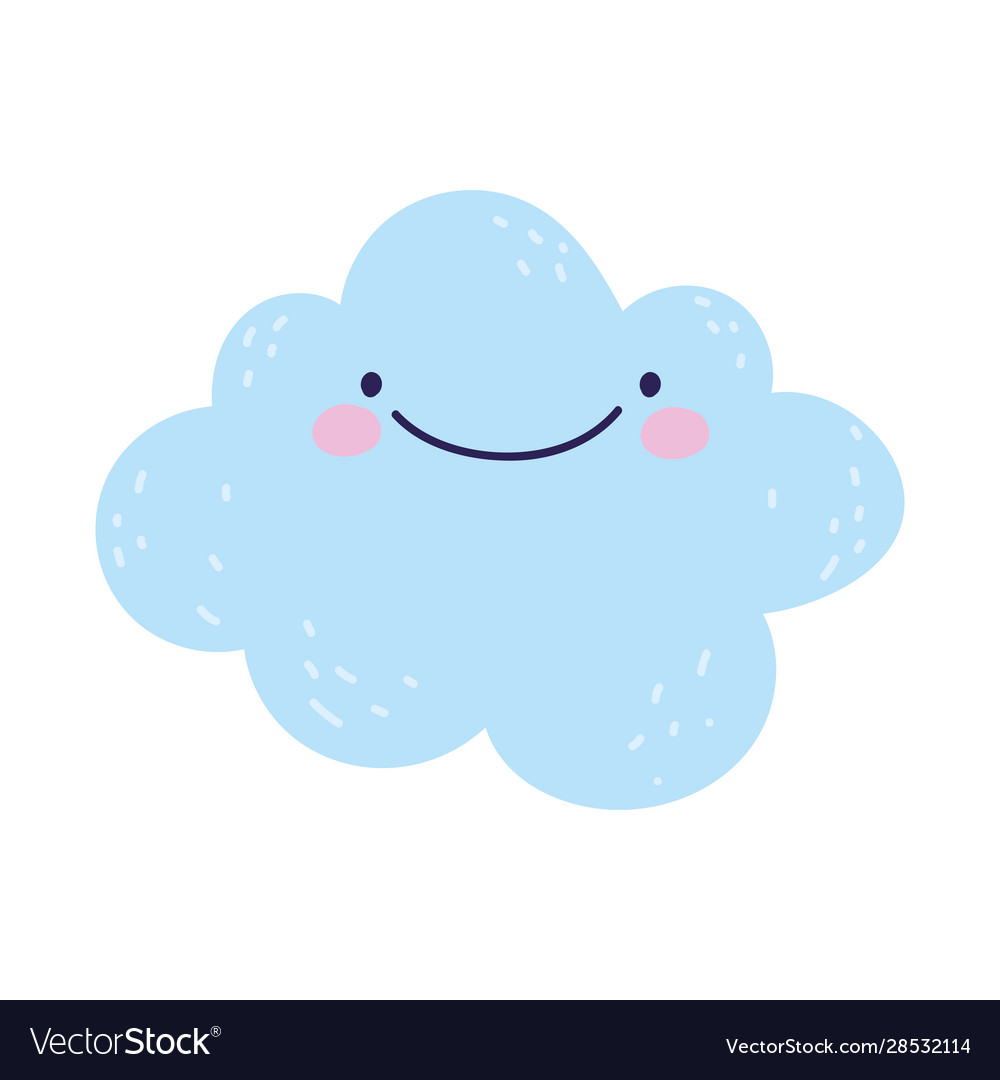 Bashower cute blue cloud cartoon Royalty Free Vector Image