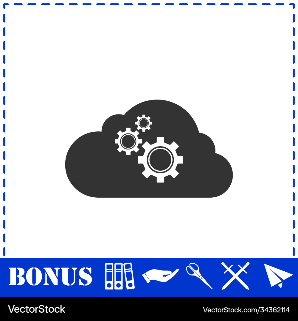 Cloud storage preferences icon flat Royalty Free Vector