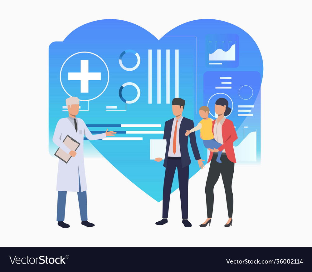 Family visiting modern clinic Royalty Free Vector Image