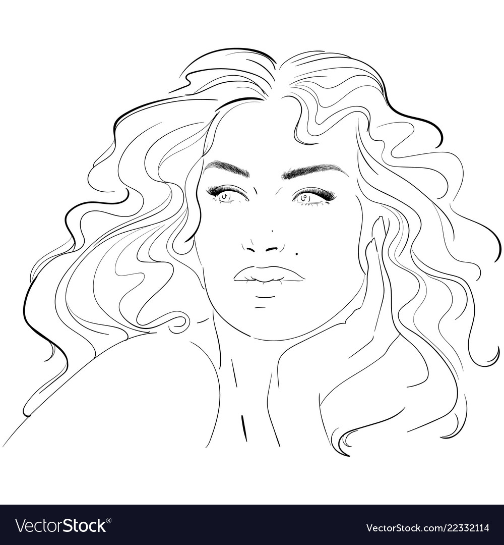 Fashion and beauty face hand draw vector image Fashion and beauty face hand draw