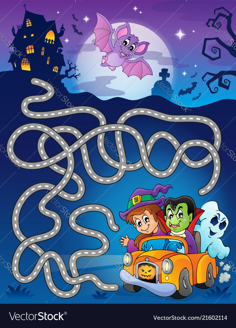 Maze 7 With Halloween Theme Vector Image Maze 7 With Halloween Theme Vector Image