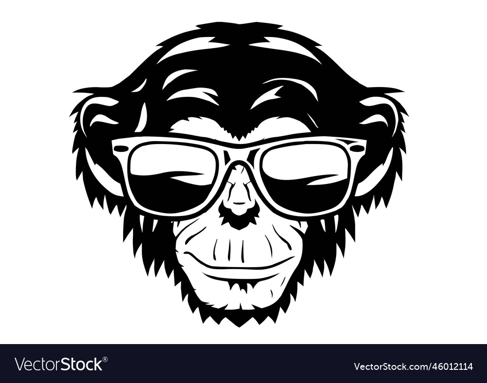 Monkey face in sunglasses logo set image Vector Image