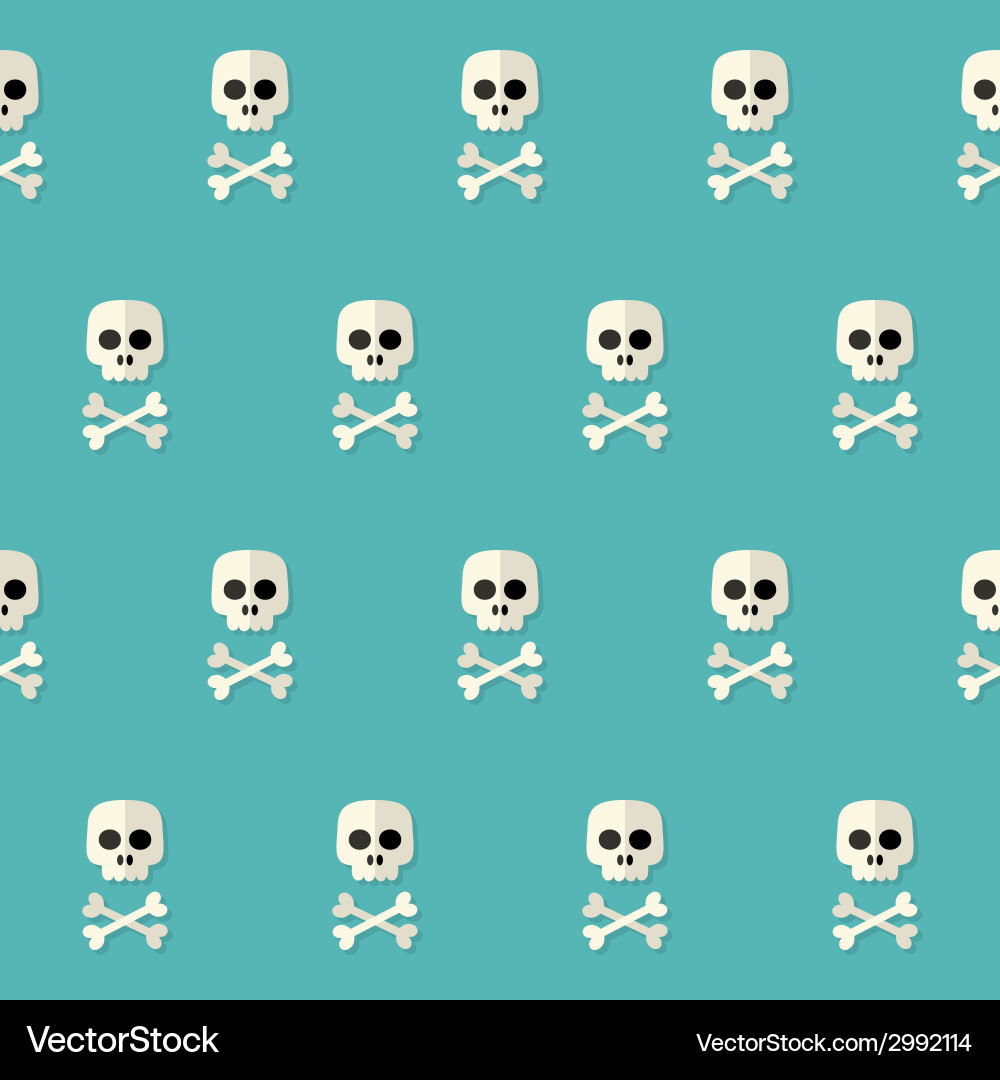 Seamless Halloween Skull Pattern with Bones over Vector Image