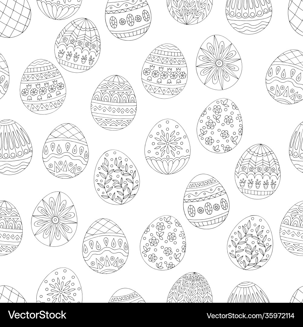 Seamless pattern with hand drawn doodles easter Vector Image