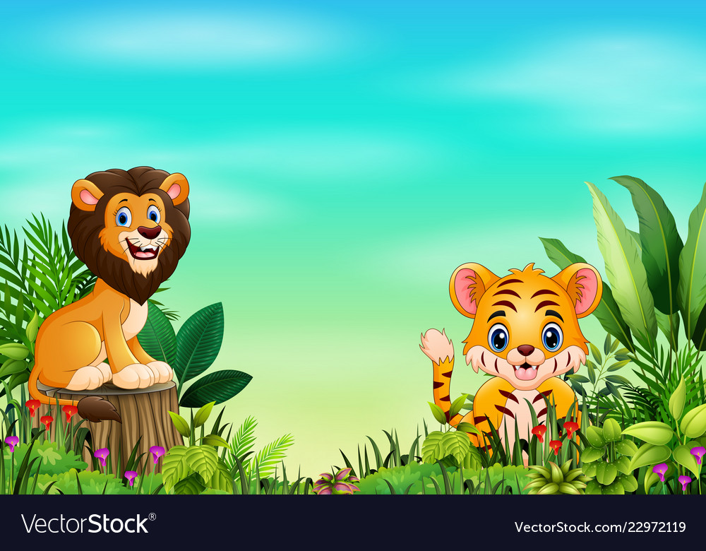 Cartoon wild animal in the beautiful park Vector Image Cartoon wild animal in the beautiful park Vector Image