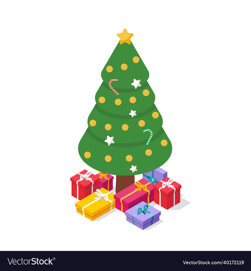 Isometric christmas tree with gift boxes Vector Image