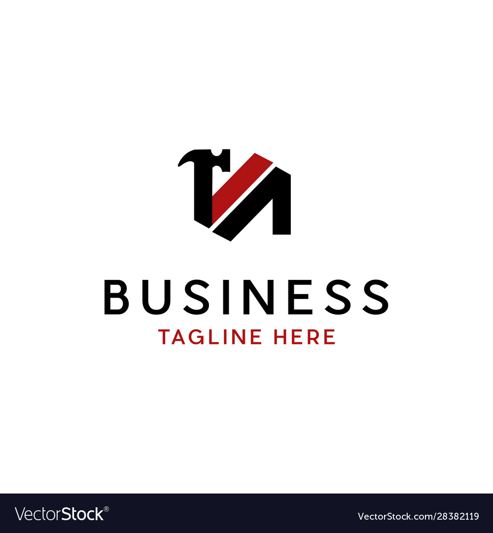 N hammer fix lettering equipment business logo vector image