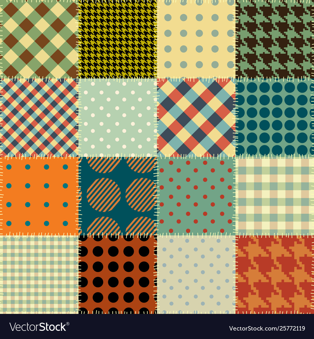 Patchwork textile pattern seamless quilting Vector Image