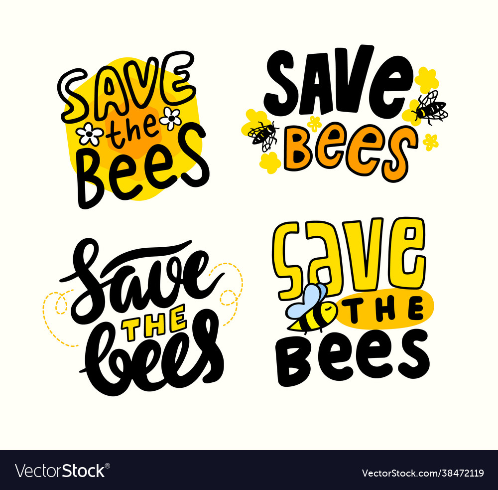 Set Banners Save Bees Creative Design Royalty Free Vector