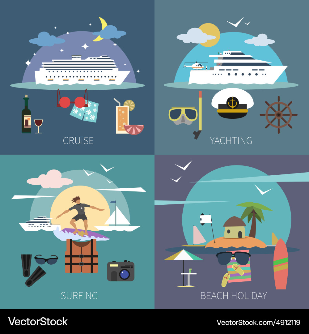 Ship flat set Royalty Free Vector Image - VectorStock