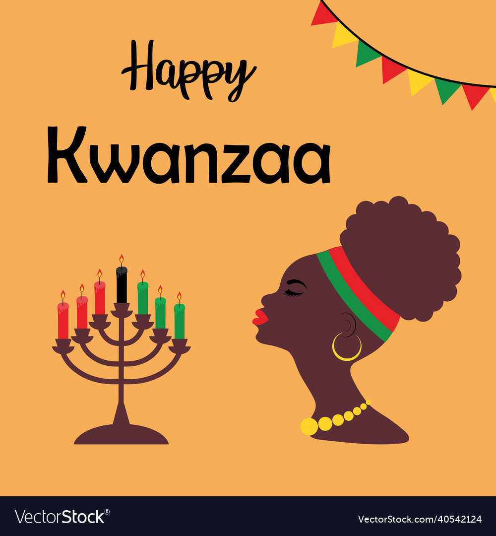 African woman with seven candles in a candlestick Vector Image