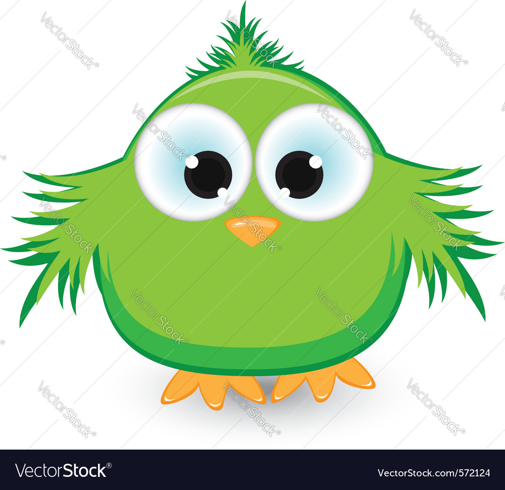 Cartoon green sparrow Royalty Free Vector Image