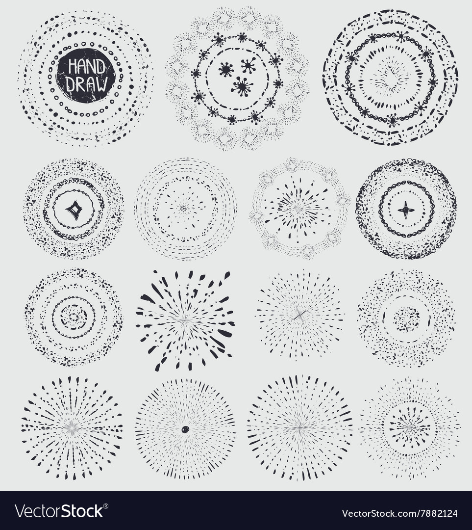 Doodle point wreathframeburstblack Royalty Free Vector Image