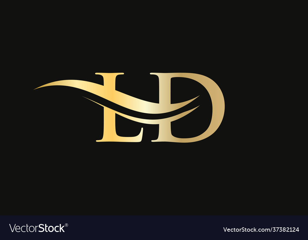 Gold ld letter logo design Royalty Free Vector Image