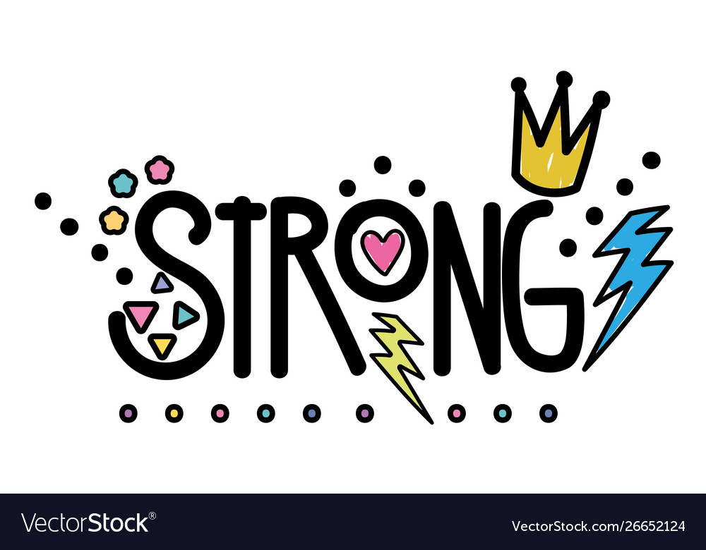 Isolated strong word design Royalty Free Vector Image