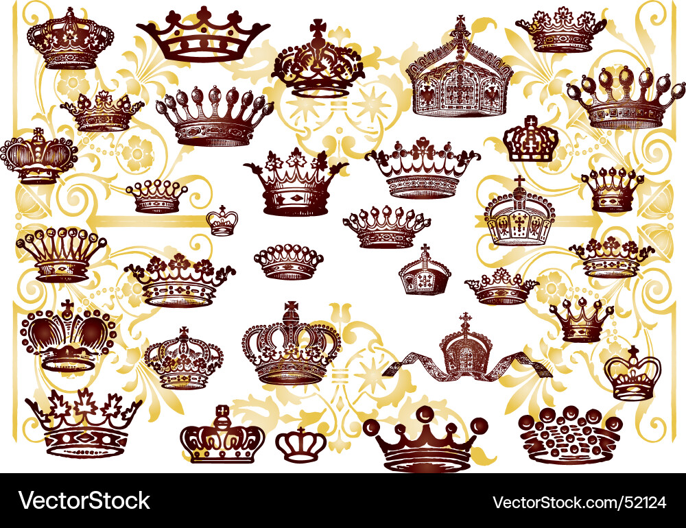 Vintage crown set Royalty Free Vector Image - VectorStock