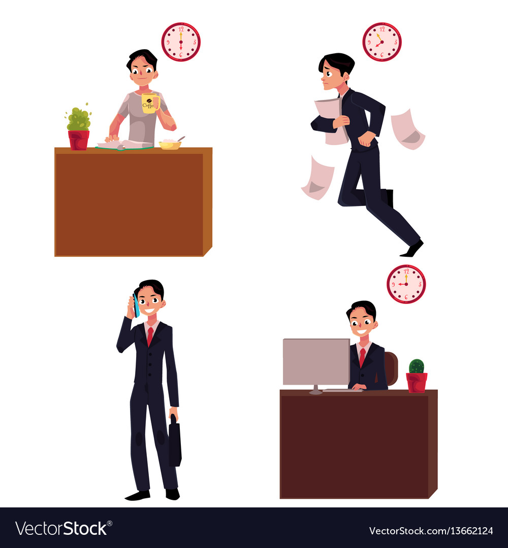 Work day typical morning of businessman career Vector Image