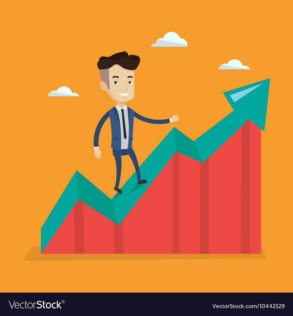 Businessman standing on uprising chart Royalty Free Vector