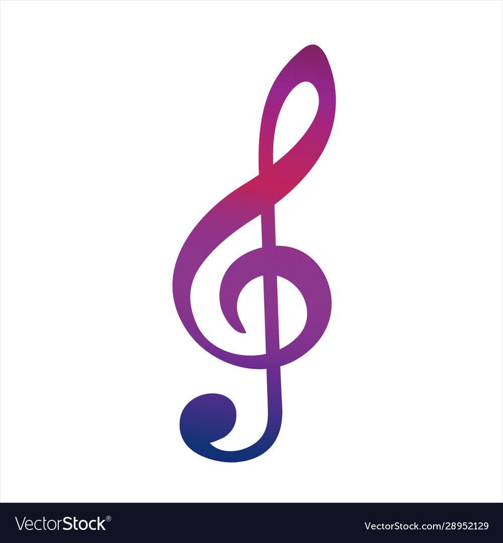 Colorful music g-clef icon on white Royalty Free Vector