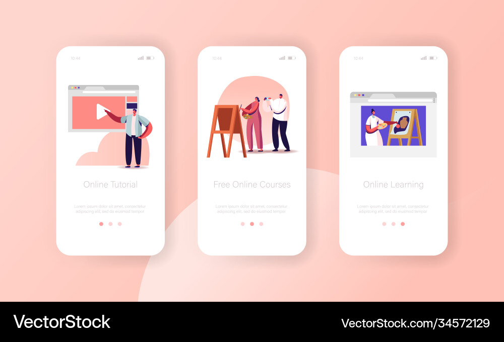 Online learning mobile app page onboard screen Vector Image