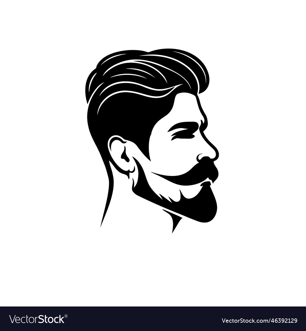 Silhouette of a man s head with a beard on a white