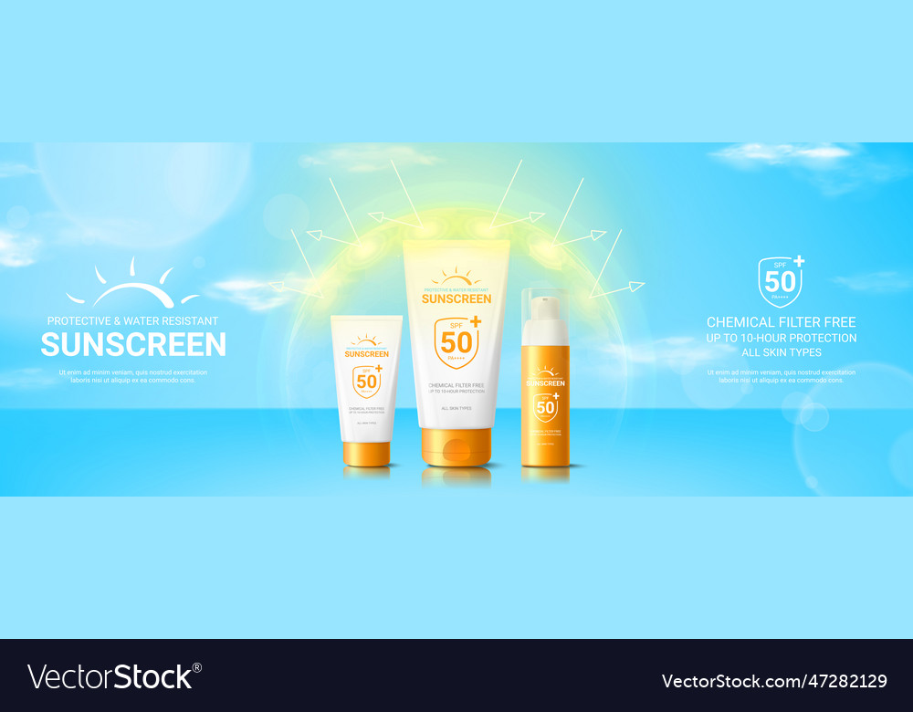 Summer sunscreen ad template Royalty Free Vector Image