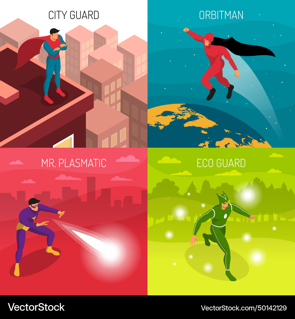 Superhero 2x2 design concept Royalty Free Vector Image