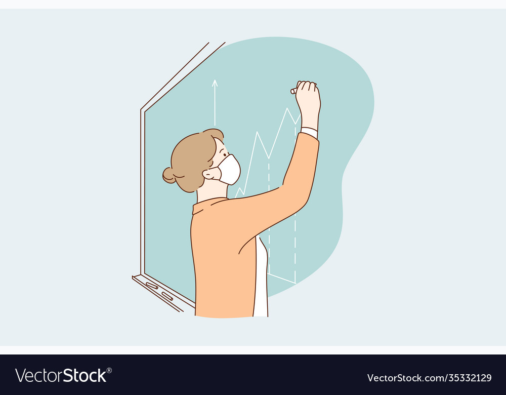 Teacher working during coronavirus pandemic Vector Image
