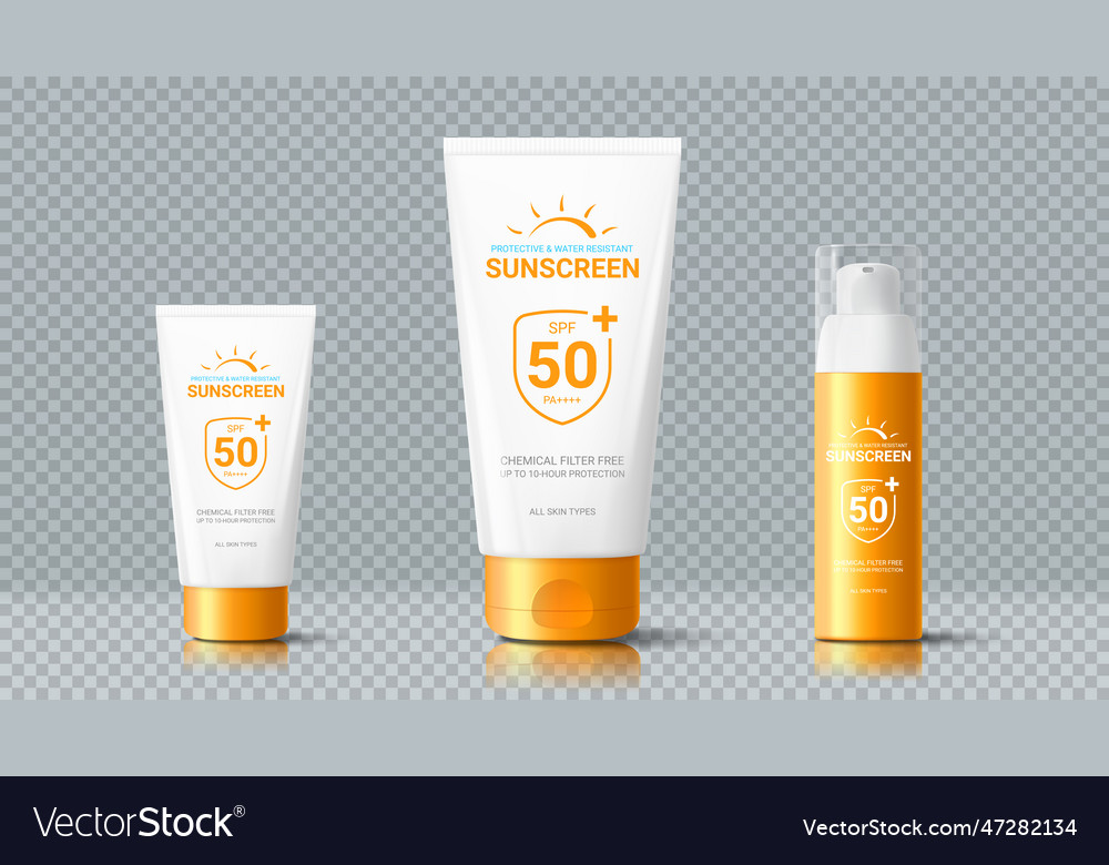 3d templates of cosmetic bottlesr sunscreen cream Vector Image