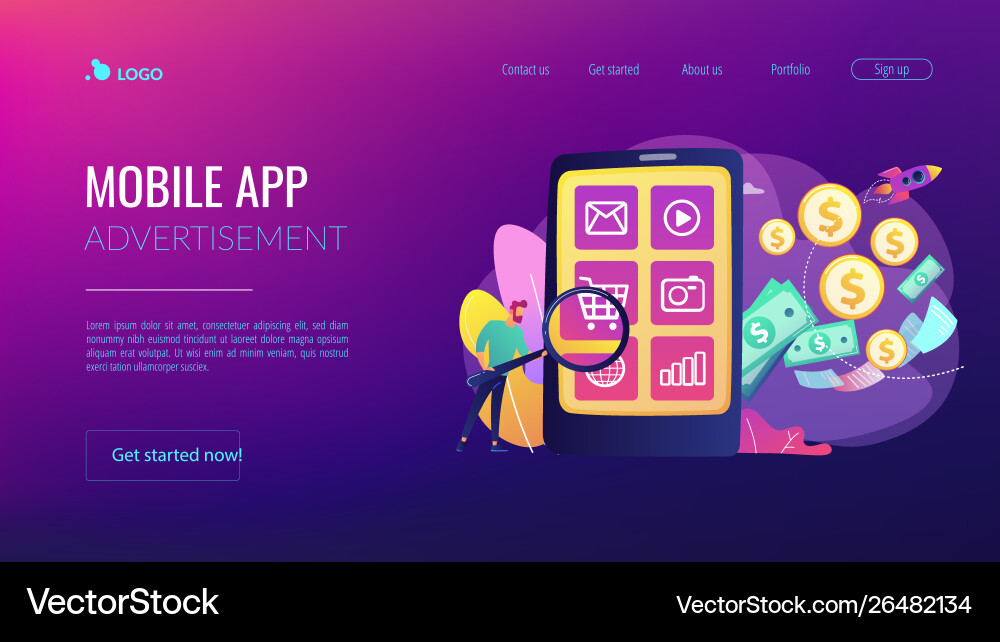 App monetization concept landing page Royalty Free Vector