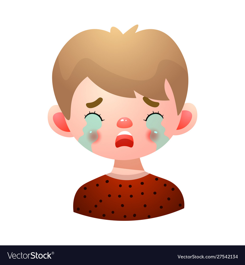 Boy With Crying Upset Face Expression Royalty Free Vector