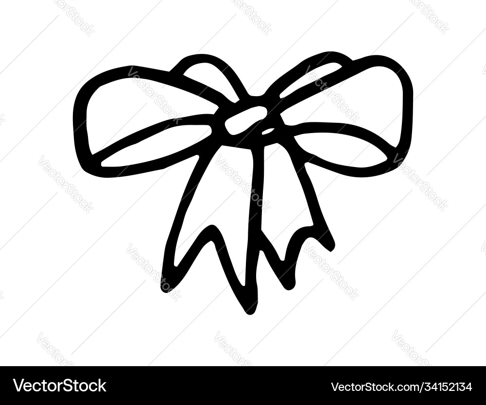Ribbon bow hand drawn design element Royalty Free Vector