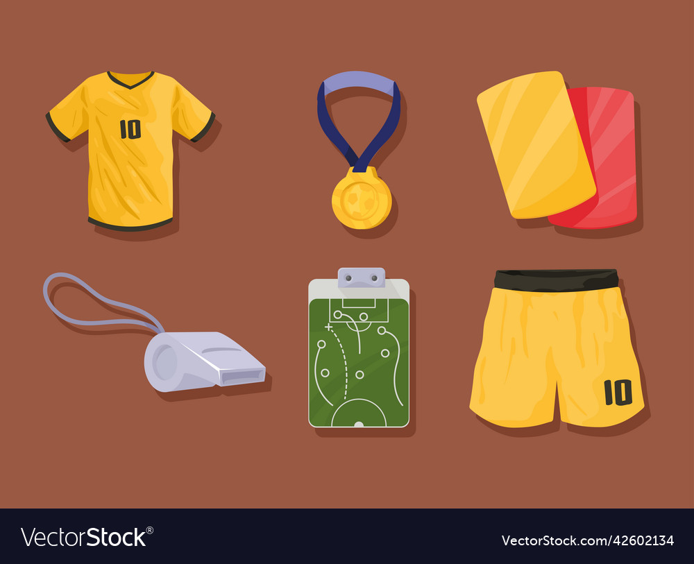 Six soccer sport icons Royalty Free Vector Image