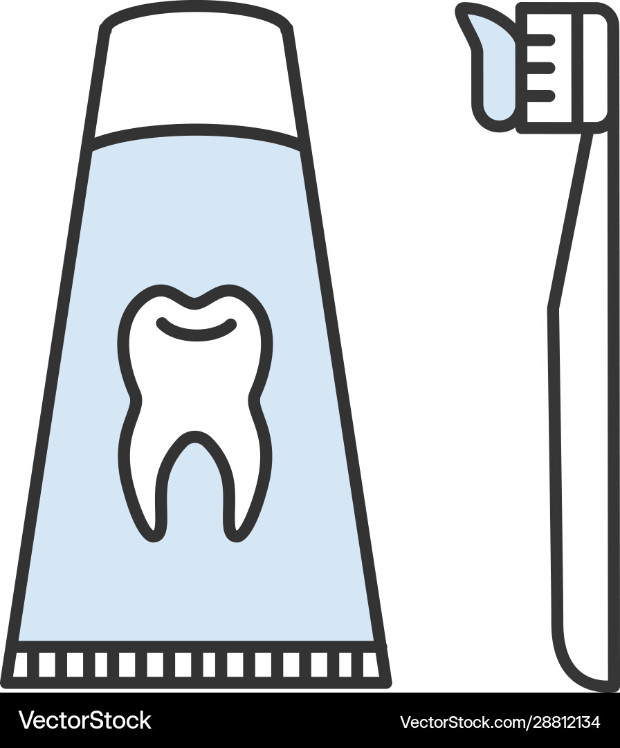 Toothbrush with toothpaste color icon Royalty Free Vector