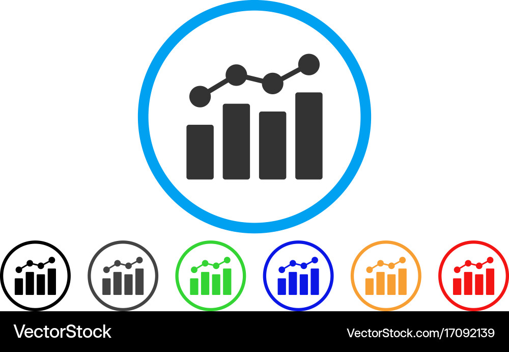 Analytics rounded icon Royalty Free Vector Image
