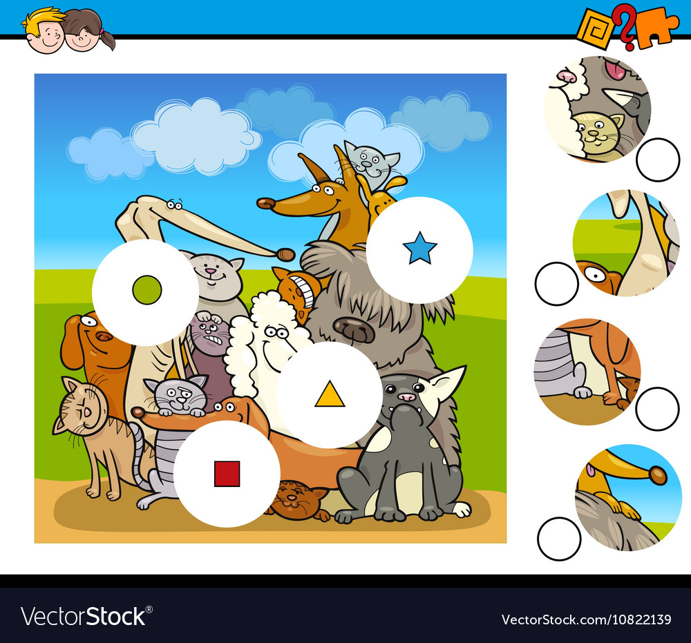 Match pieces game with dogs Royalty Free Vector Image