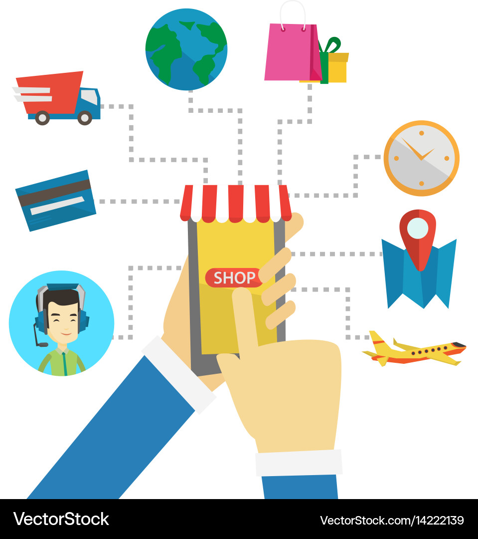 Online shopping flat design Royalty Free Vector Image