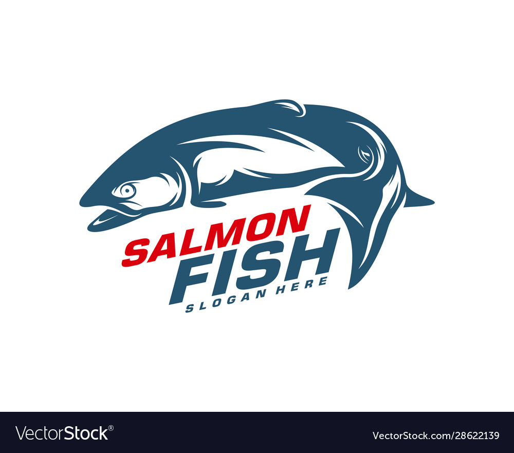 Salmon fish logo design fishing logo design Vector Image