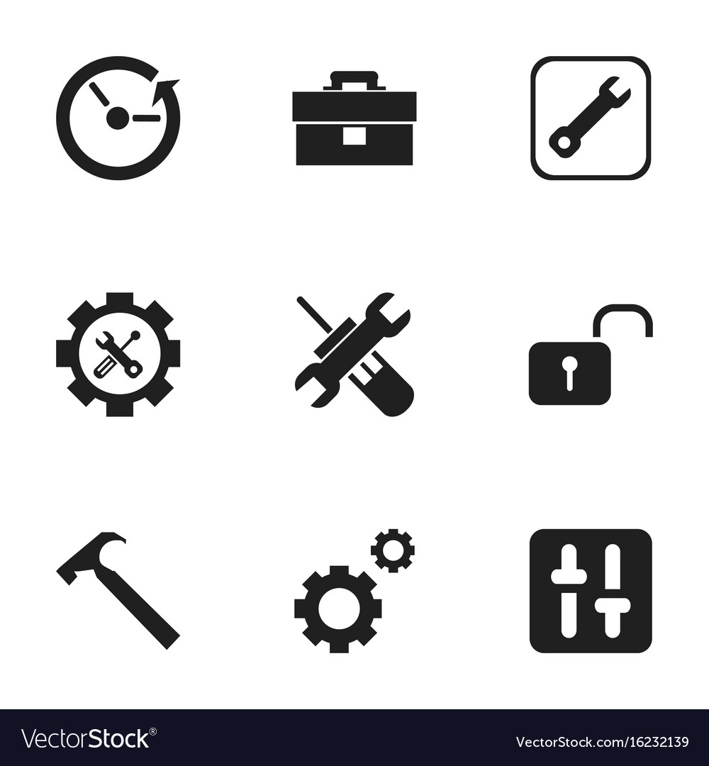 Set of 9 editable toolkit icons includes symbols Vector Image
