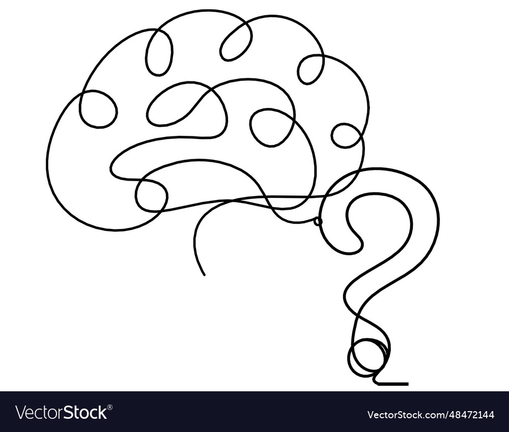 Abstract question mark with brain as continuous Vector Image