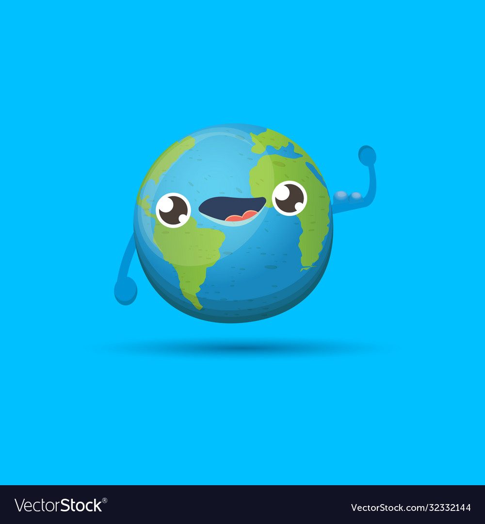 Cartoon Cute Smiling Earth Planet Character Vector Image