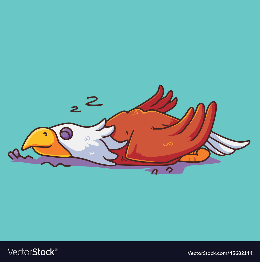 Cartoon eagle sleeping isolated animal Royalty Free Vector