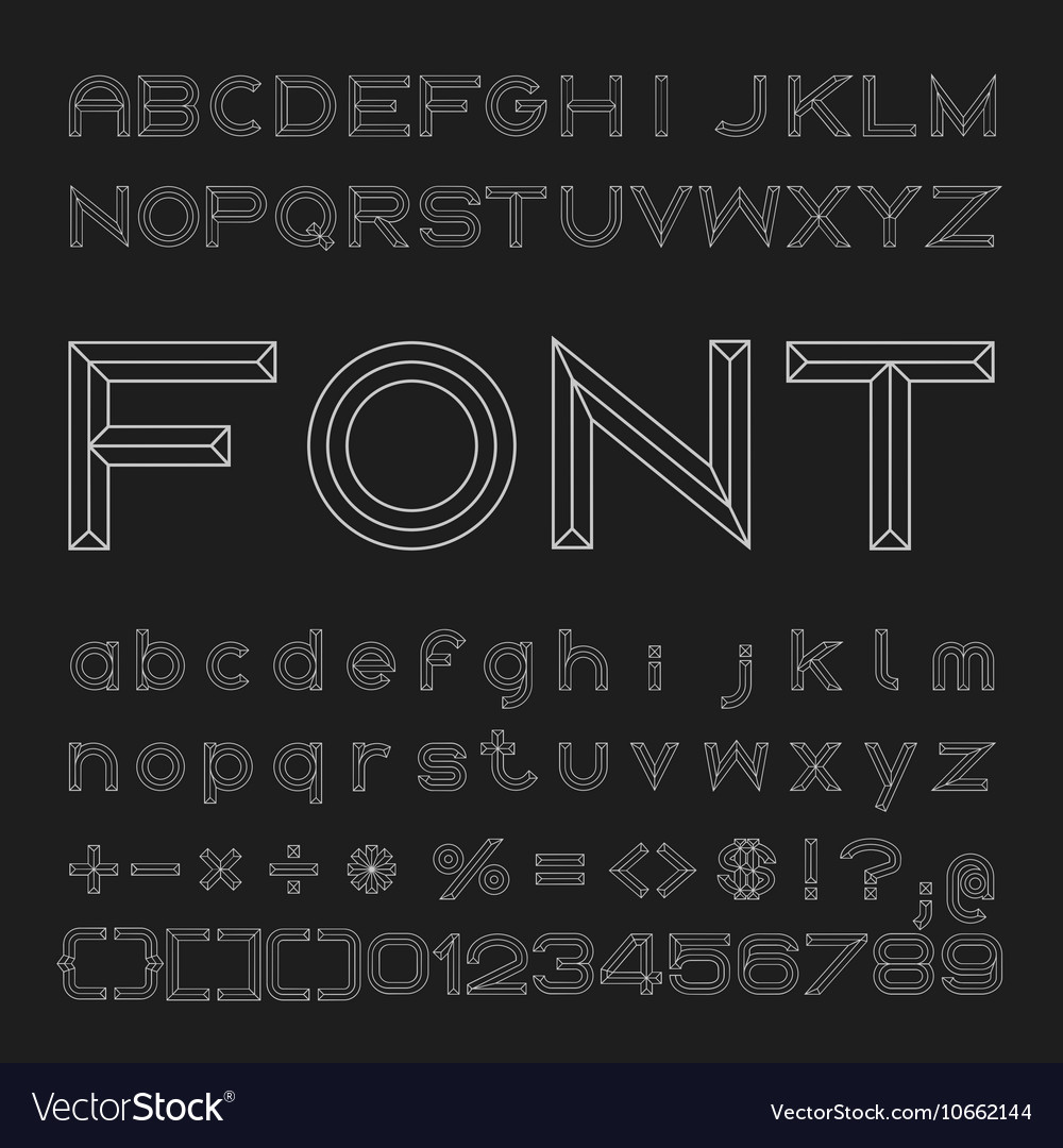 Outline font design alphabet and numbers Vector Image