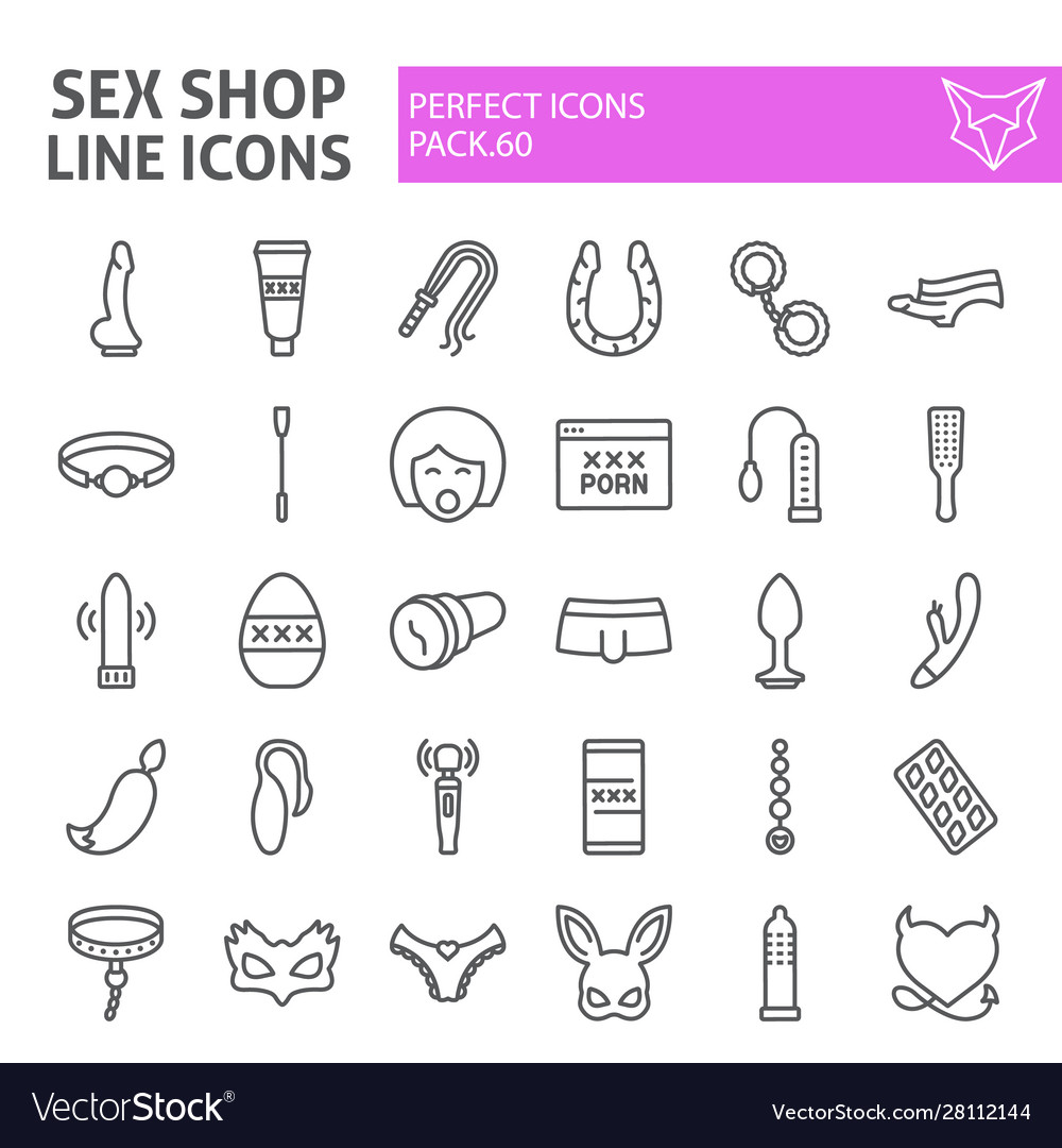 Sex Shop Color Isometric Icons